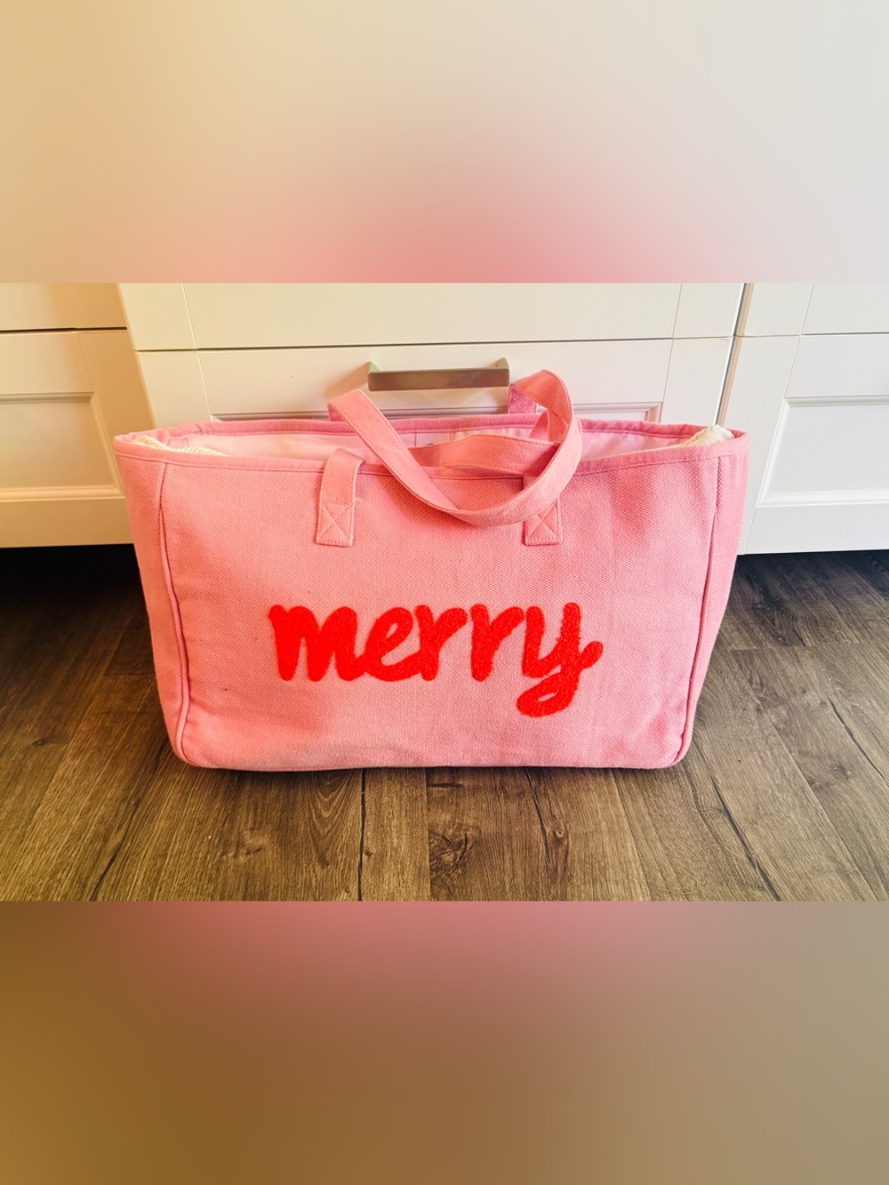 Panache Pink 'Merry' Holiday Tote Bag - Festive Pink Canvas Carryall